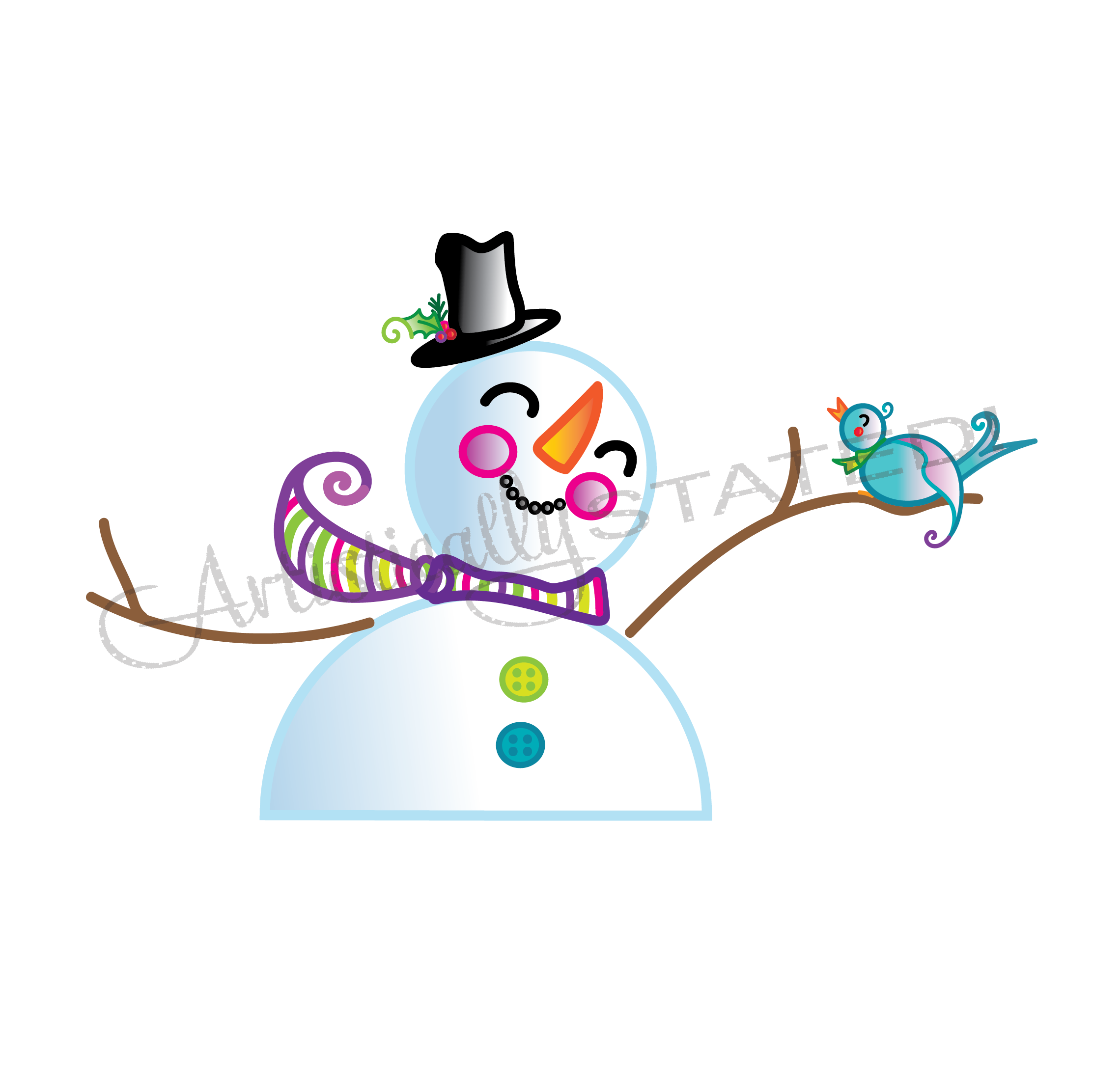 Snowman with Bird