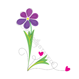 Purple Flower with Hearts